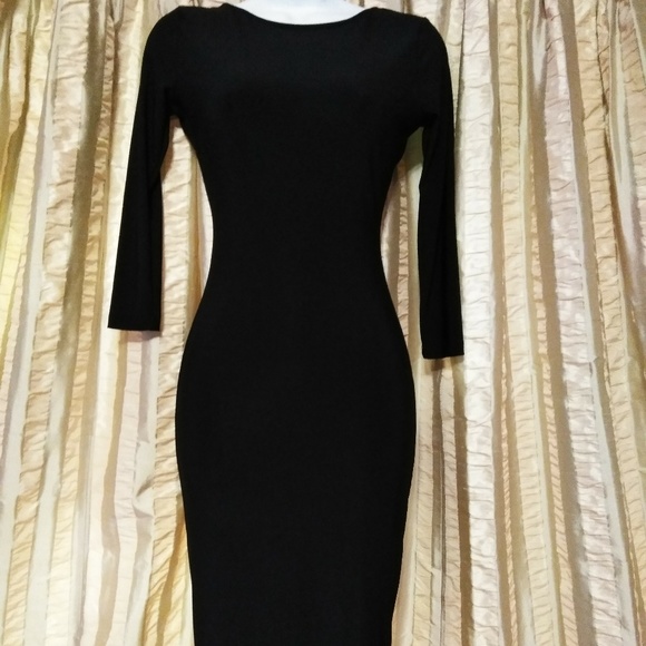 Small SJ Style Black Open-Back Bodycon Dress - Picture 1 of 4
